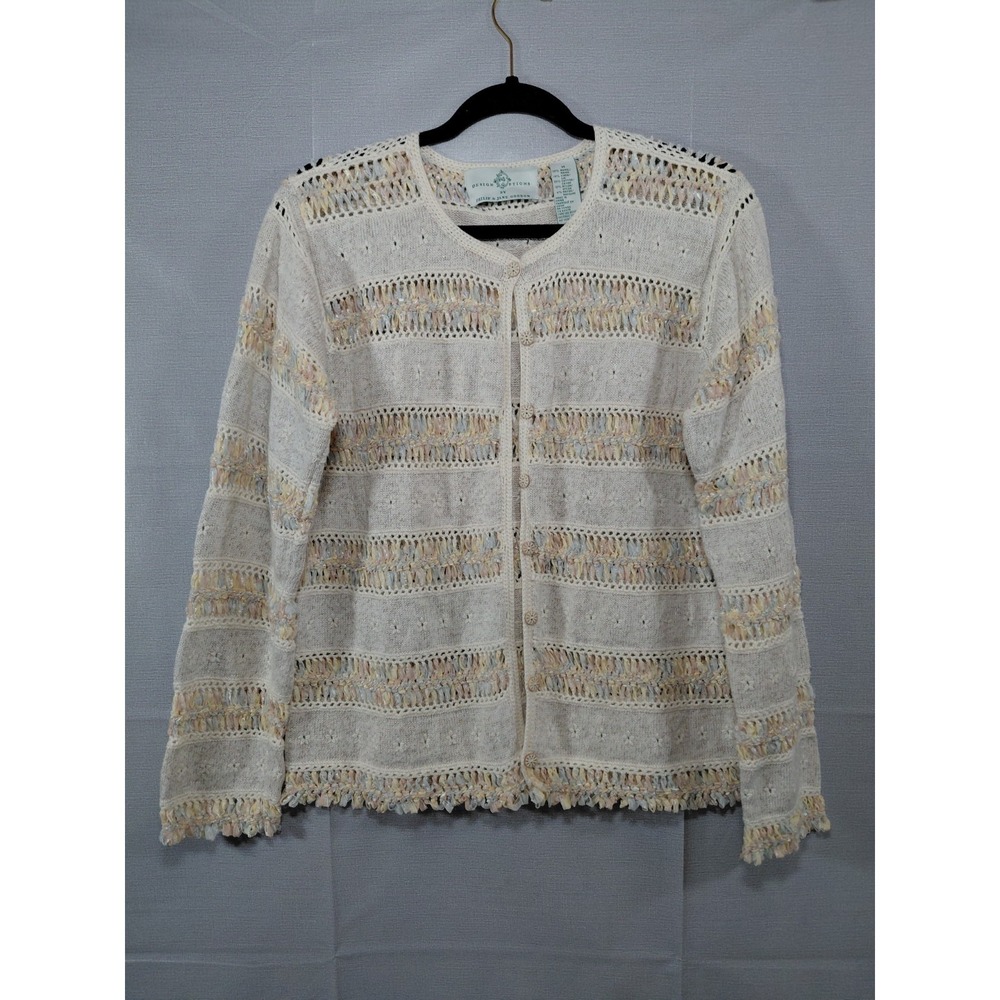 Design Options by Philip & Jane Gordon Linen Blend Cardigan Med Cream Pastel